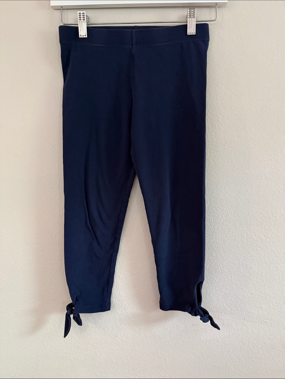 Lilly Pulitzer Girls Solid Navy Blue Tie Cuff Capri Leggings Size L 8-10